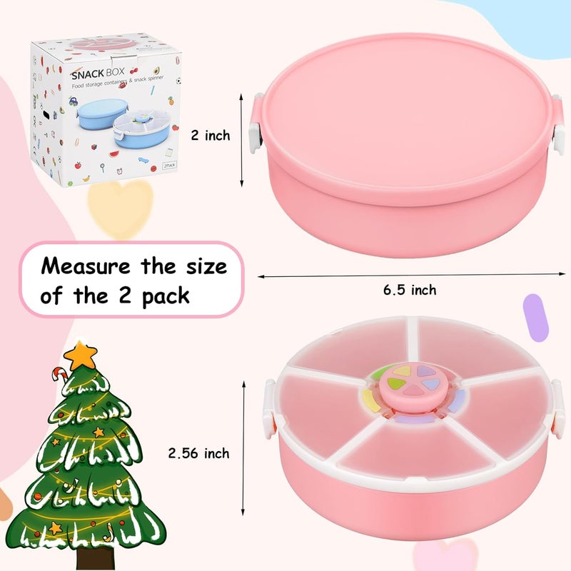 JOOPETALK Kids' Rotating Snack Container Set – 2-Pack, Includes 1 Rotating Snack Container & 1 Round Sectioned Snack Box, BPA-Free, Dishwasher Safe, Perfect for Travel-Pink - Image 5